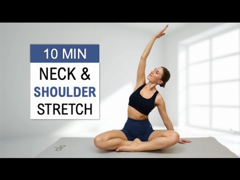 image 0 10 Min Neck Shoulder + Upper Back Stretch - Yoga Style : Release Tension & Relax No Repeat