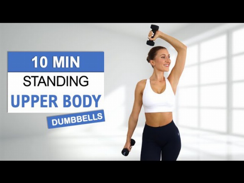 10 Min Standing Upper Body Workout With Dumbbells : Toned And Lean Arms Back & Chest : No Repeat