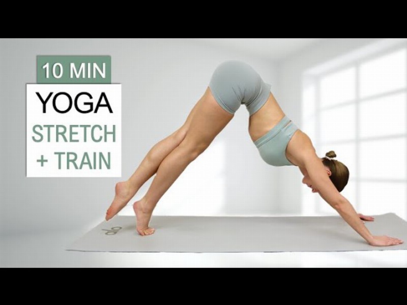 10 Min Yoga Stretch + Train : Full Body : Flexibility Relaxation Strength + Mobility : No Repeat