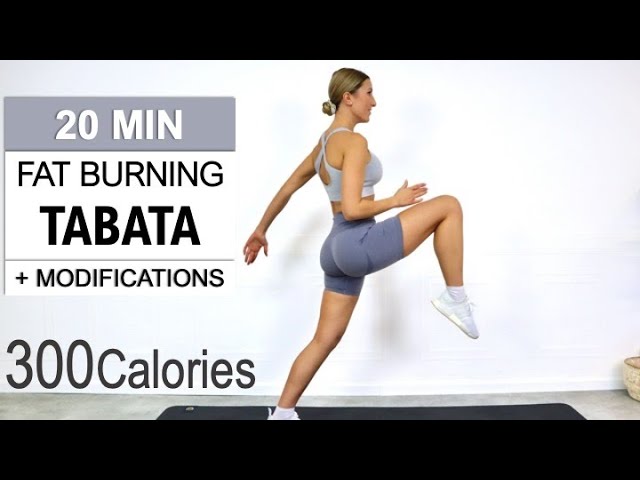 20 Min Fat Burning Tabata + Modifications : Full Body : Burn 300 Calories : Intense Cardio Workout