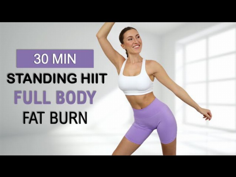 image 0 30 Min All Standing Fat Burn Super Sweaty + Intense Full Body Hiit No Repeat Warm Up + Cool Down