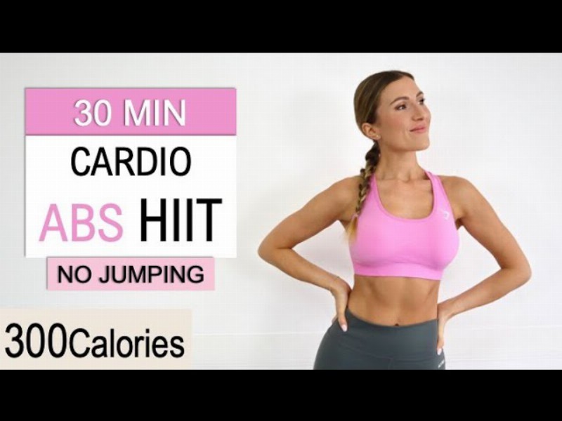 30 Min Cardio Abs - Standing + Floor Edition : Burn 300 Calories :no Jumping Warm Up + Cool Down :