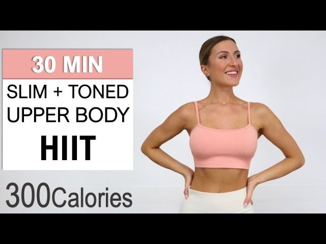 image 0 30 Min Slim + Toned Upper Body Hiit Workout : Arms Shoulders Abs + Back Fat Burn : No Repeat