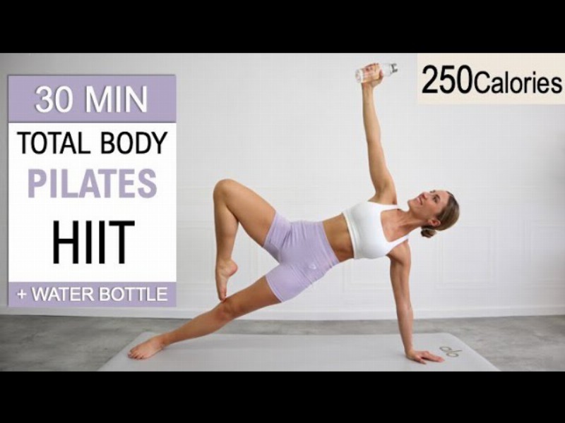 image 0 30 Min Total Body Pilates Hiit Workout - With Water Bottle : Burn 250 Calories : No Repeat